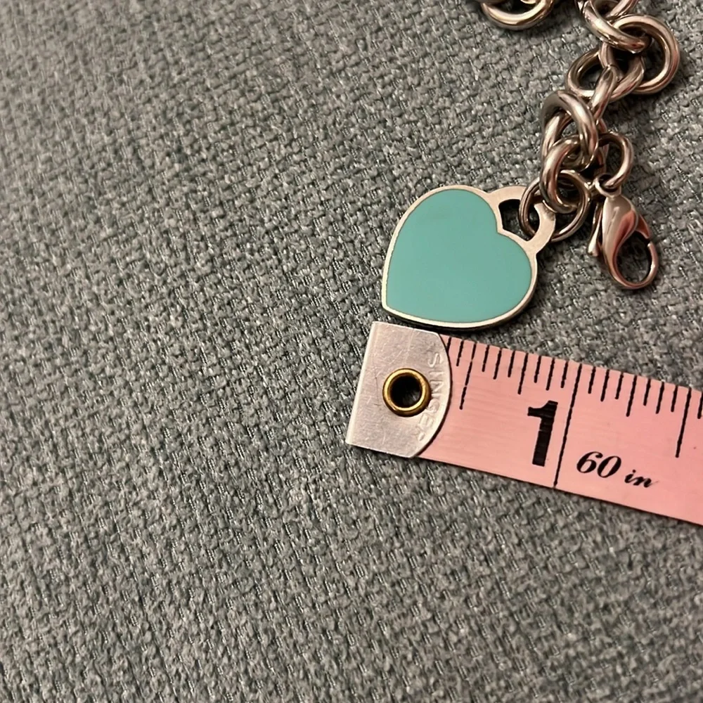 Tiffany & Co. Silver Charm Bracelet with Turquoise Heart Charm